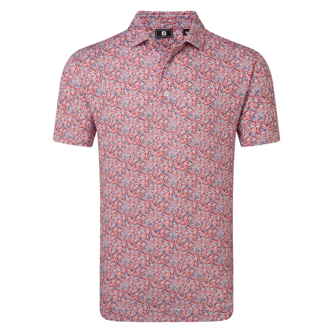 FootJoy Meadow Print Lisle Pique - Nantucket Red/Chambray/Coastal Blue