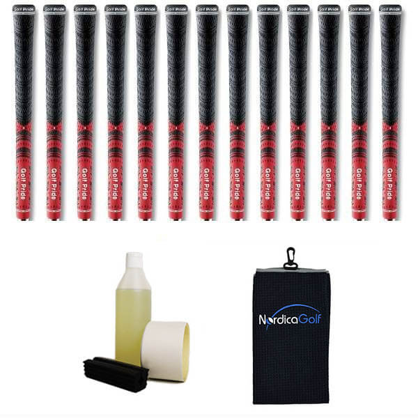 Golf Pride New Decade MultiCompound MCC Midsize Red Gripkit - 13 grips, klem, grip solvent, griptape, handdoek