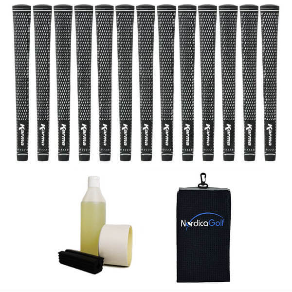 Karma Black/White Velvet Jumbo Gripkit - 13 grips, klem, grip solvent, griptape, handdoek