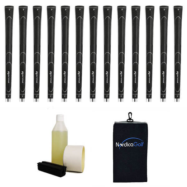 Karma Super Light Midsize Black Ribbed Gripkit - 13 grips, klem, grip solvent, griptape, handdoek