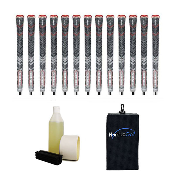Golf Pride New Decade MultiCompound Plus4 ALIGN Midsize Gray RibbedGripkit - 13 grips, klem, grip solvent, griptape, handdoek