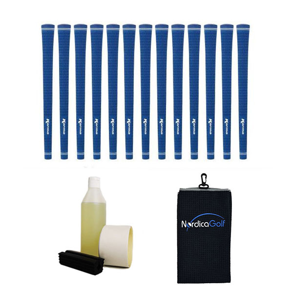 Karma Blue Velvet Ladies Undersize 0.560" Gripkit - 13 grips, klem, grip solvent, griptape, handdoek
