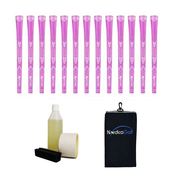 Karma Sparkle Undersize Pink 0.560" Gripkit - 13 grips, klem, grip solvent, griptape, handdoek